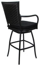 Outdoor Patio Bar Stool Elon With Arms, Black Black, 26"