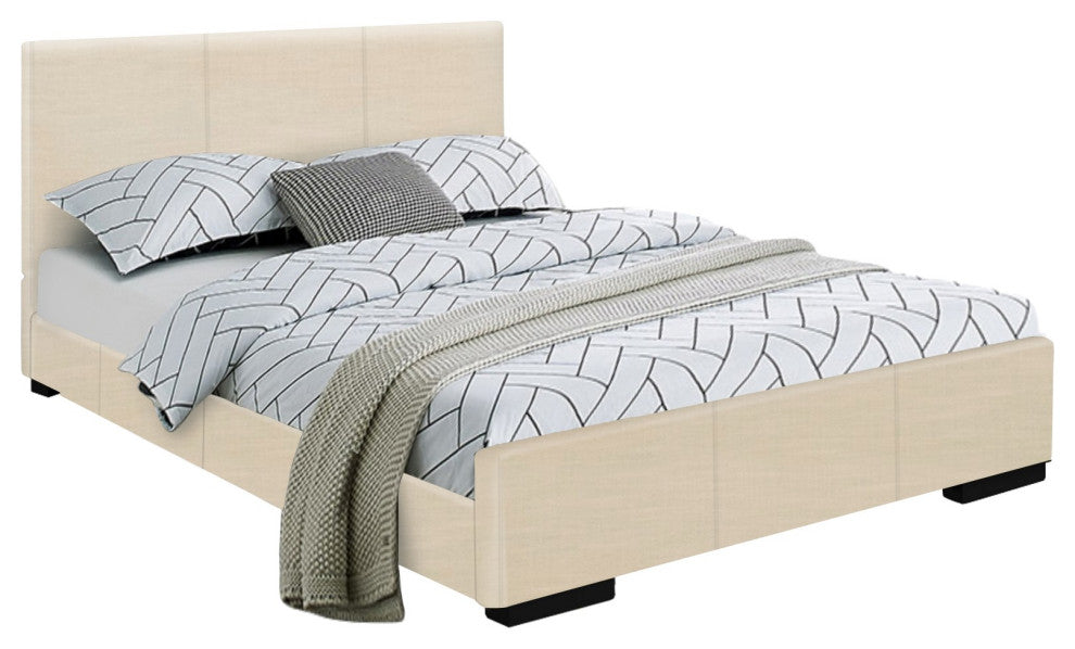 Beige Platform Twin Bed