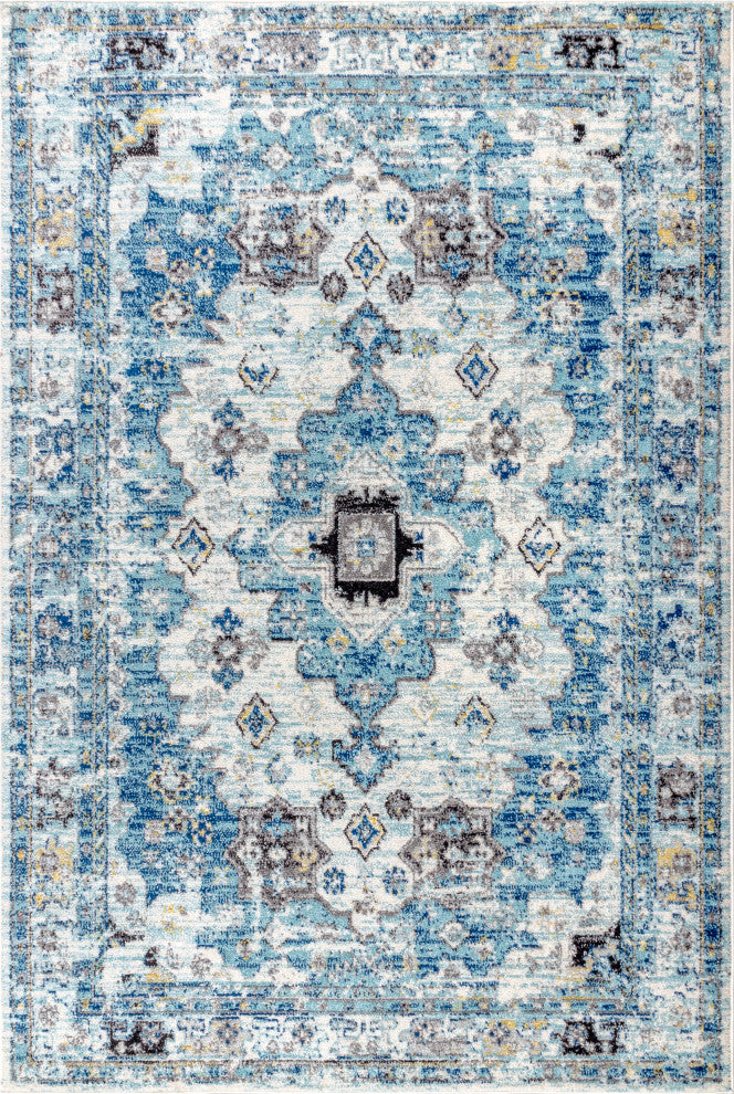 Modern Persian Boho Vintage Medallion Area Rug, 4x6