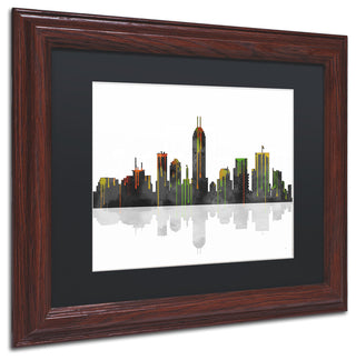 'Indianapolis, Indiana Skyline' Matted Framed Canvas Art by Marlene Watson