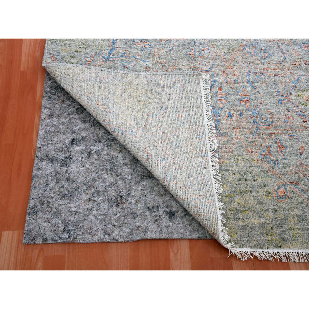 Gray Goose Oushak influence With Salt and Pepper Motif 100% Wool Rug 9'1"x12'1"