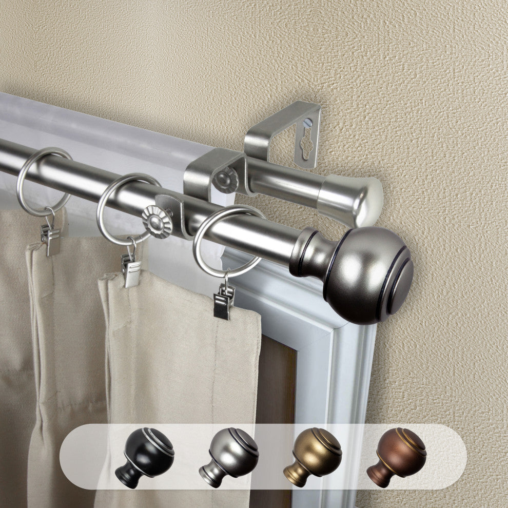 Hal 13/16" Double Curtain Rod Satin Nickel