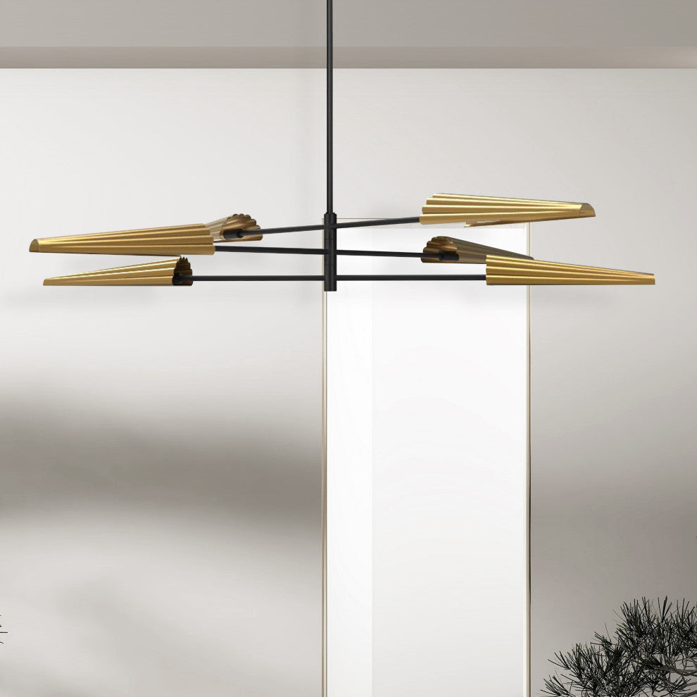 Cassie Contemporary 6 Light Matte Black Aged Brass Metal Chandelier