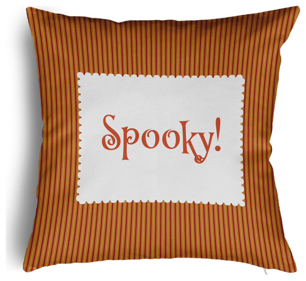 Halloween Spooky Ticking Accent Pillow With Removable Insert, Dark Red, 26"x26"