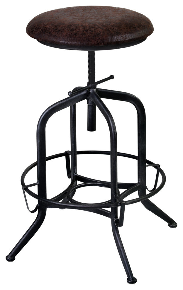 Brown and Black Adjustable Industrial Style Bar Stool
