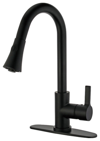 Gourmetier Single-Handle Pull-Down Kitchen Faucet, Matte Black