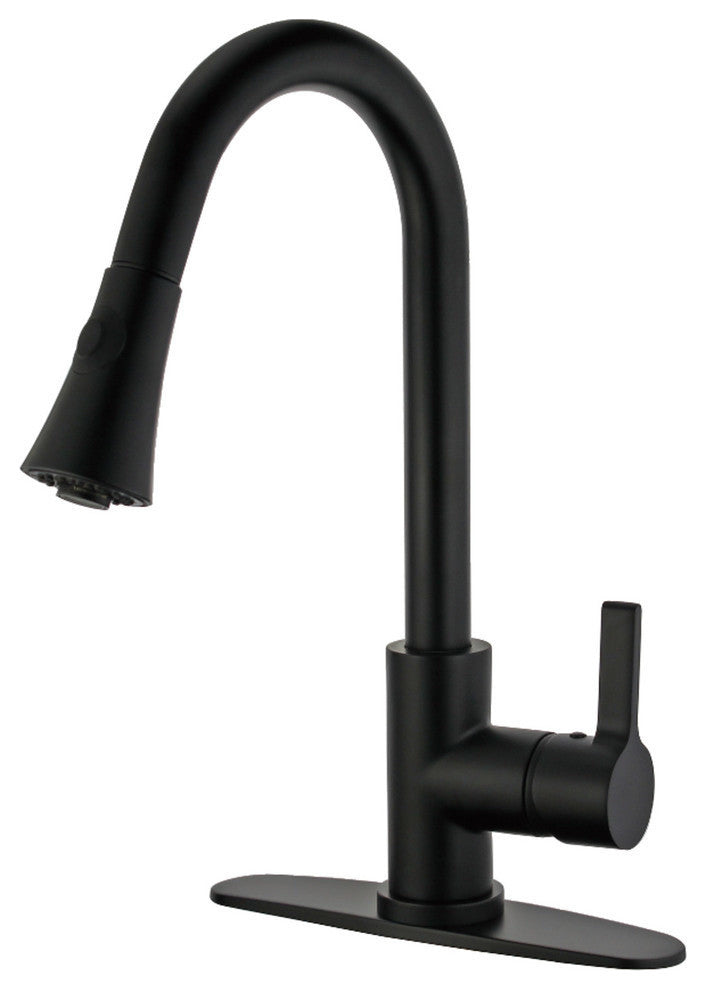 Gourmetier Single-Handle Pull-Down Kitchen Faucet, Matte Black