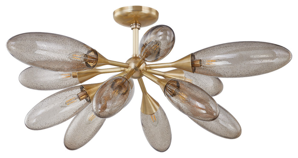 Corbett Lighting Cordoba Semi Flush, Vintage Brass, 39.5"Dx14.5"H