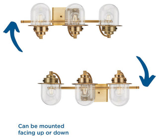 Northlake Collection Three-Light Vintage Brass Clear Glass Bath Light