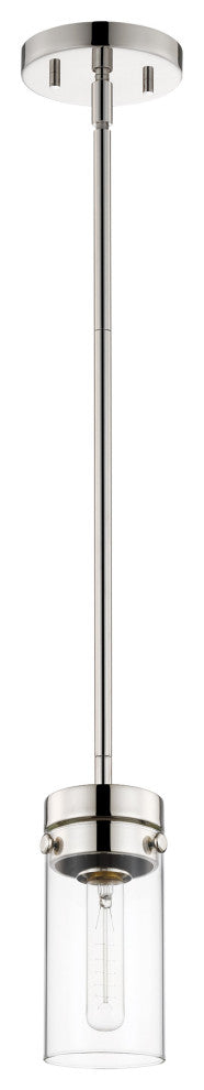 Intersection 1-Light Mini Pendant, Polished Nickel With Clear Glass