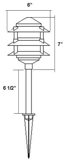 LED Low Voltage 3 Tier Pagoda Landscape Lights- Set of 4 Rust, Rust