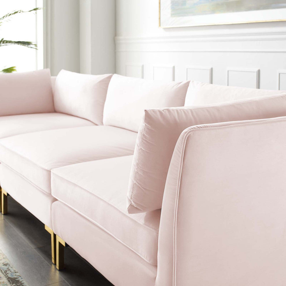 Sofa, Velvet, Pink, Modern, Living Lounge Room Hotel Lobby Hospitality