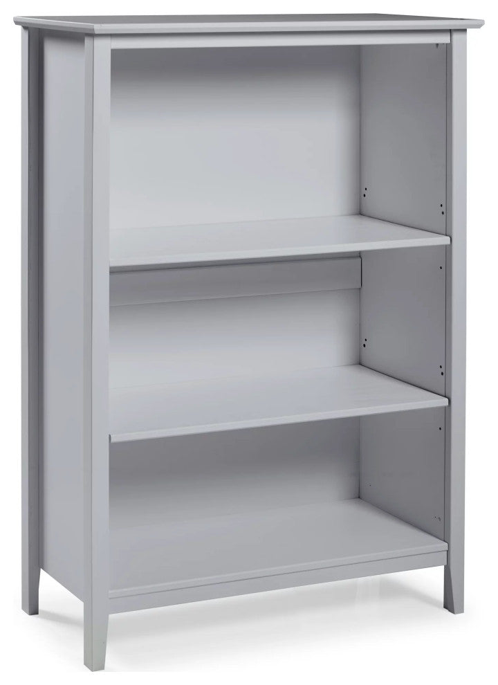 Traditional Bookcase, Pinewood Construction With 2 Adjustable Shelves, Dove Gray