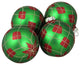 4-Piece Green and Red Diamond Christmas Ball Ornament Set 4", 80mm