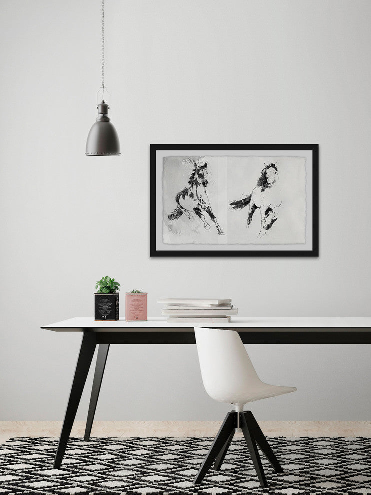 "Running Horses" Framed Painting Print, 36"x24"
