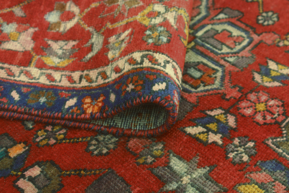 Fine Vintage Distressed Roseanna Red/Navy Runner, 2'11 x 10'7
