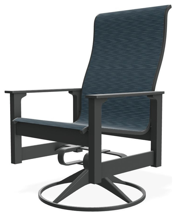 Leeward Sling Outdoor Swivel Rocker, Nimbus Ocean/Graphite