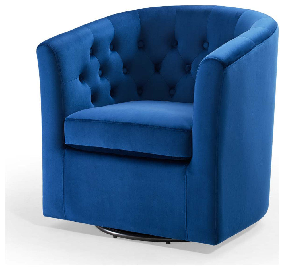 Tufted Armchair Accent Chair, Velvet, Blue Navy, Modern, Lounge Hospitality