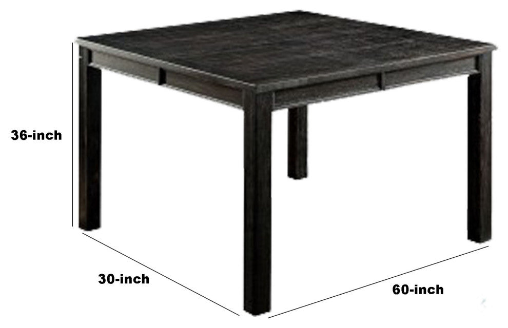 Benzara BM235495 Wooden Counter Height Table With Block Legs, Antique Black