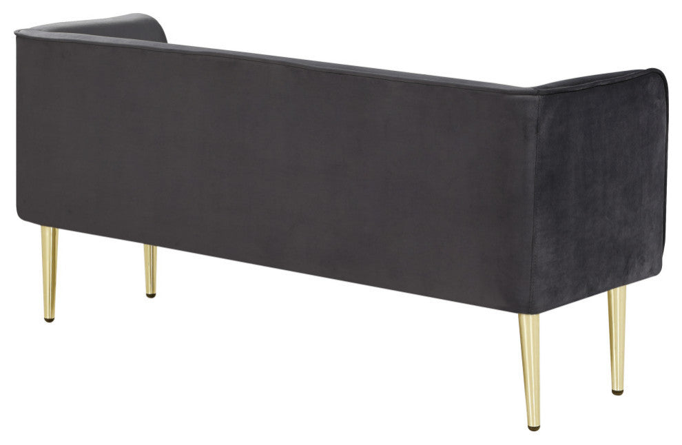 Audrey Velvet Upholstered Bench, Gray