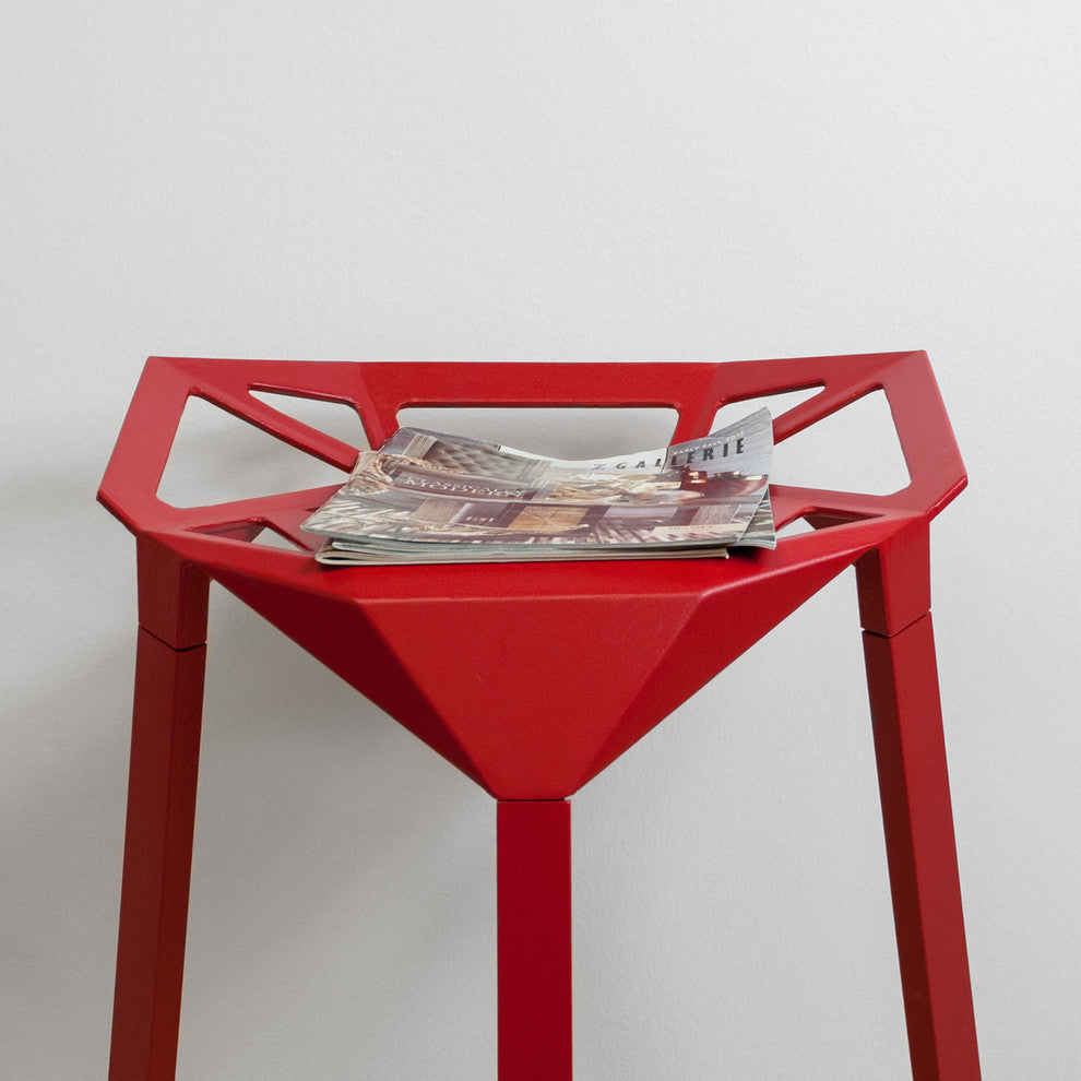 Mod Made Geometric Aluminum Modern Barstool, Set of 2, Red