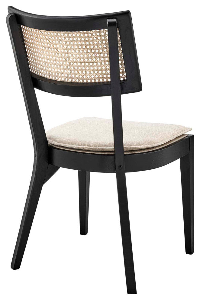Caledonia Wood Dining Chair Set of 2, Black Beige