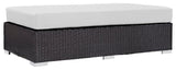 Convene Outdoor Patio Fabric Rectangle Ottoman, Espresso White