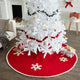 Handmade Christmas Tree Skirt in Felt - Snowflakes on Red