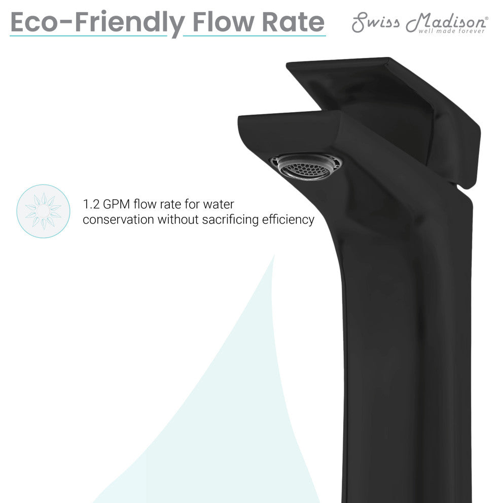 Monaco Single Hole Single-Handle High Arc Bathroom Faucet, Matte Black