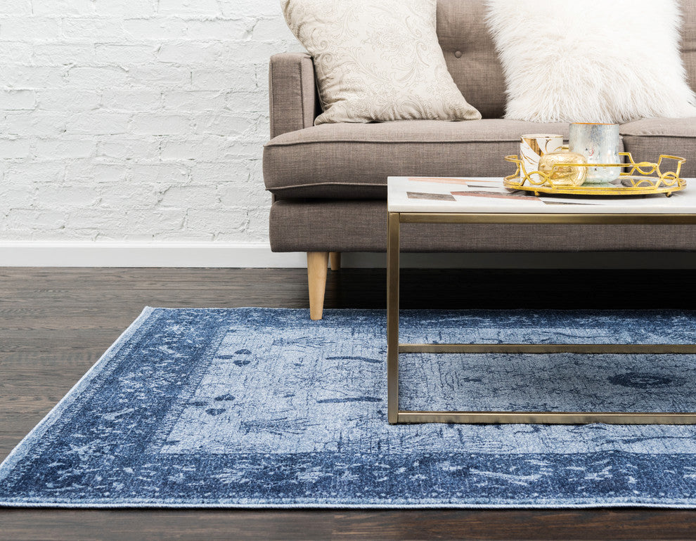 Unique Loom Blue La Jolla Floral 7'x10' Area Rug