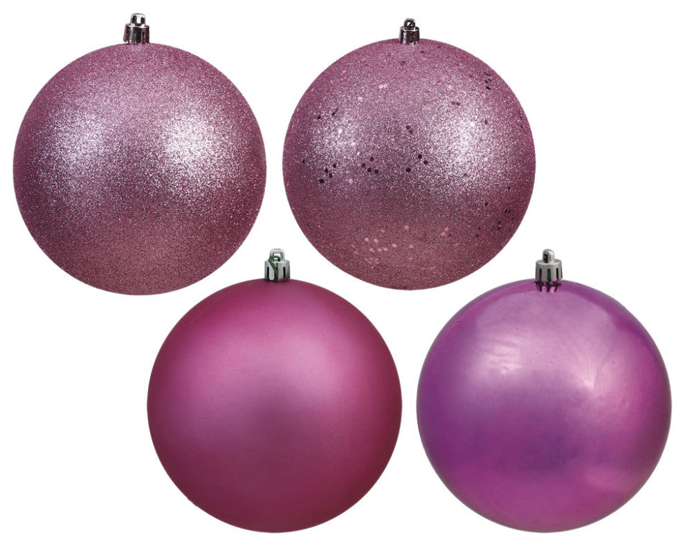 Vickerman N591045A 4" Mauve 4-Finish Ball Ornament Assortment