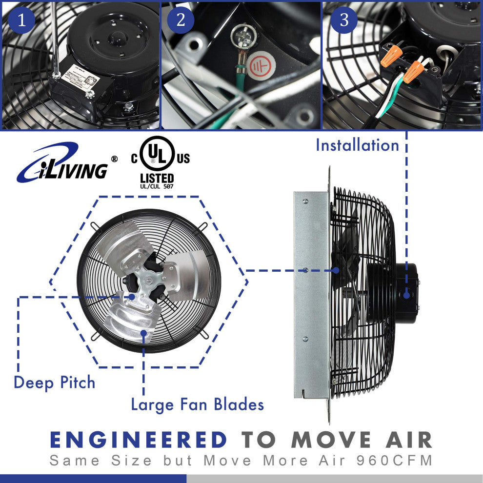 Wall Mounted Shutter Exhaust, 12"? Fan With Thermo-Speed Controller