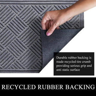 A1HC Superior Absorbant Polypropylene Doormat, Light Gray Checkered, 24"x36"