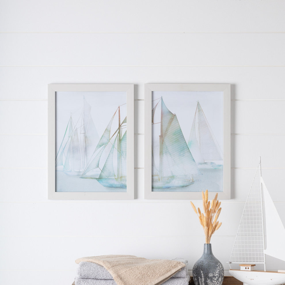 Framed Watercolor Sailboat Print, 2-Piece Set