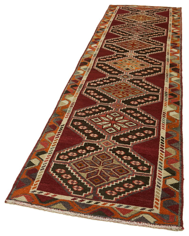 Rug N Carpet - Hand-knotted Turkish 2' 11" x 12' 8" Vintage Runner Rug