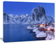 Fishermen Cabins in Winter, Modern Seashore Canvas Wall Art, 20"x12"