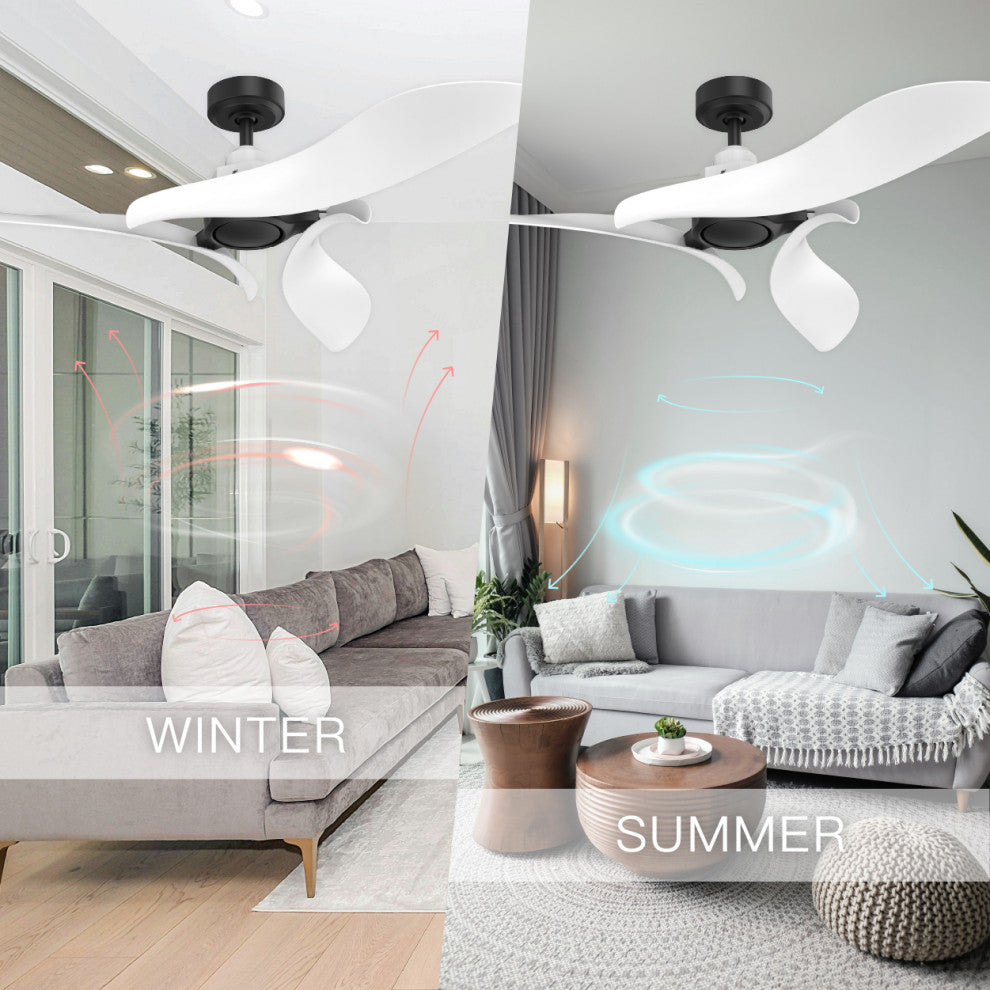 54 in. Indoor White Modern Ceiling Fan without Light