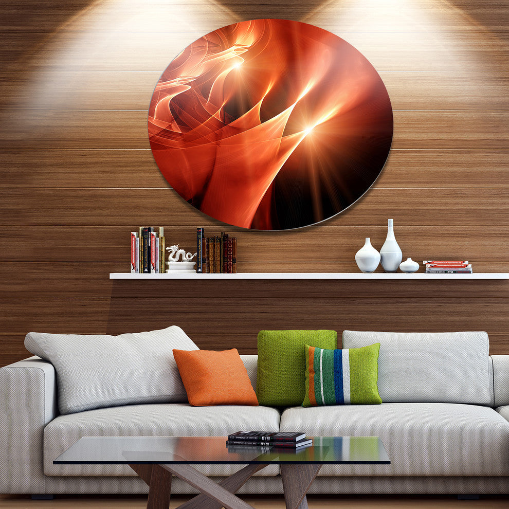 Abstract Warm Brown Fractal Design, Abstract Round Wall Art, 36"