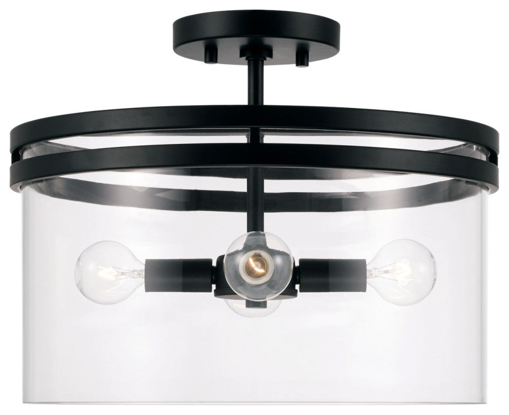 Capital Lighting 248741 Fuller 4 Light 15"W Semi-Flush Drum - Matte Black
