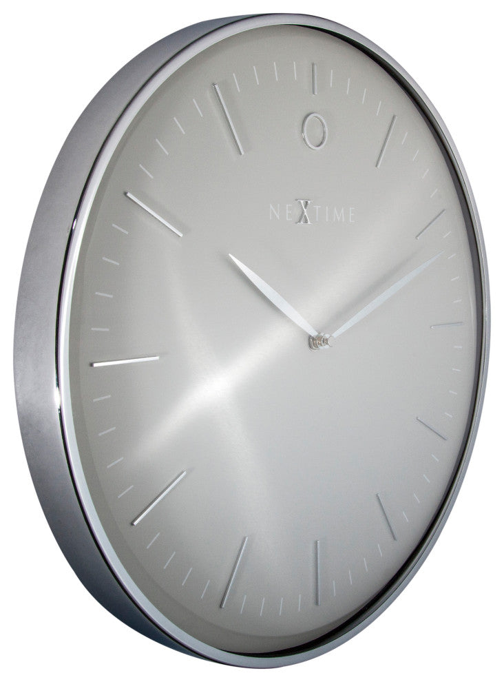 Glamour Metal Dome Wall Clock, Grey/Silver