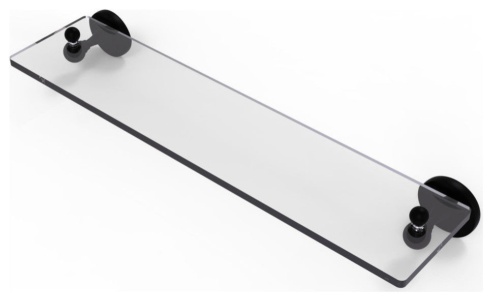 Shadwell 22" Glass Vanity Shelf with Beveled Edges, Matte Black