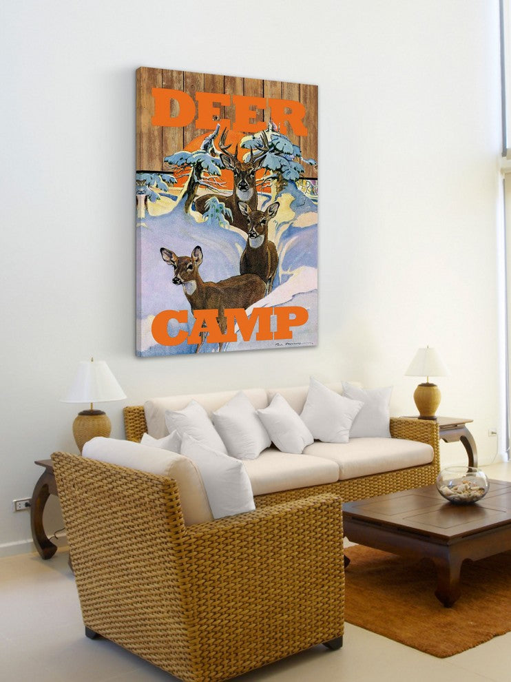 "Deer Camp 2" Painting Print on Canvas by Saturday Evening Post