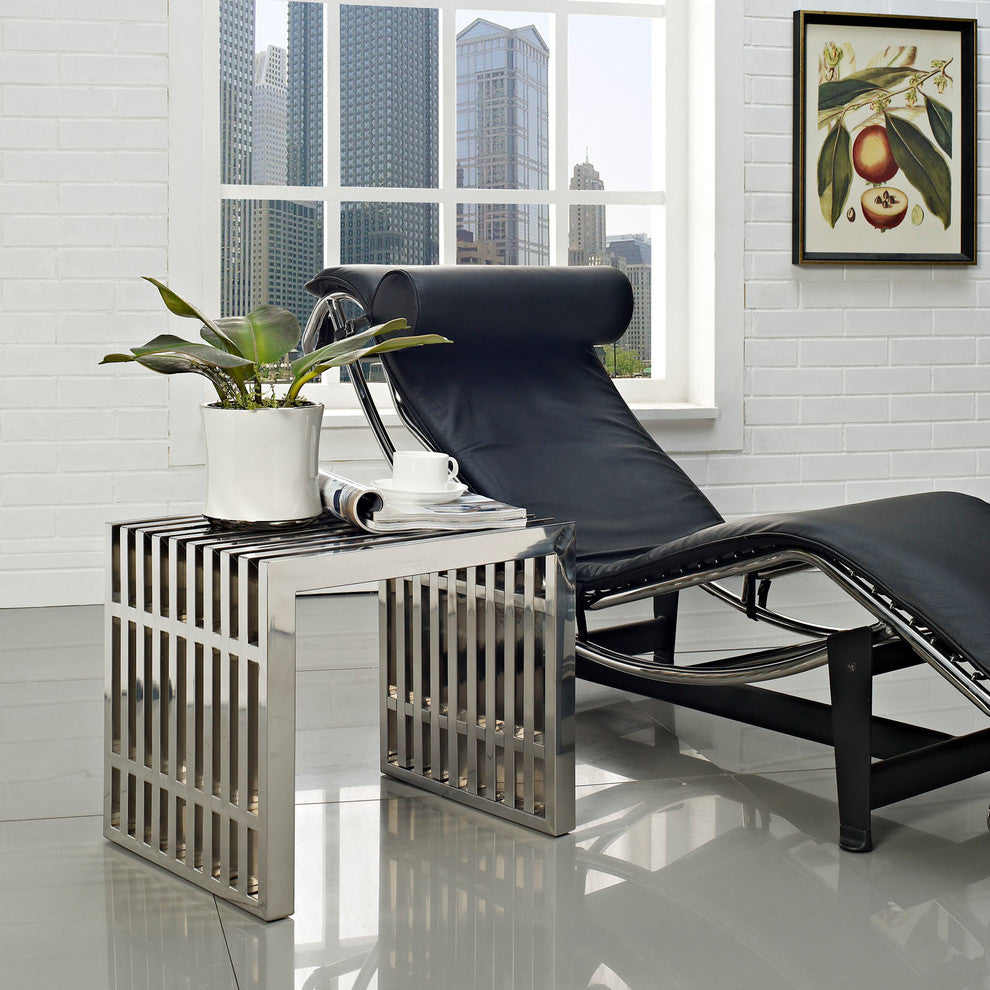 Gridiron Small Stainless Steel Bench, Silver