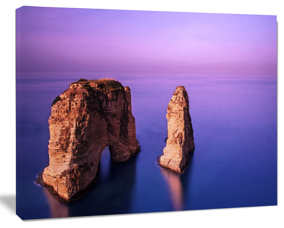 Rawsha Rock on Sunset, Seascape Canvas Art Print, 60"x28"