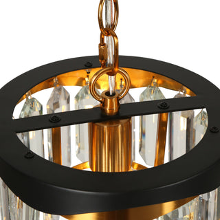LNC Zephyrine 1-Light 8.5" Modern Mini Crystal Pendant Light, Brass/Black