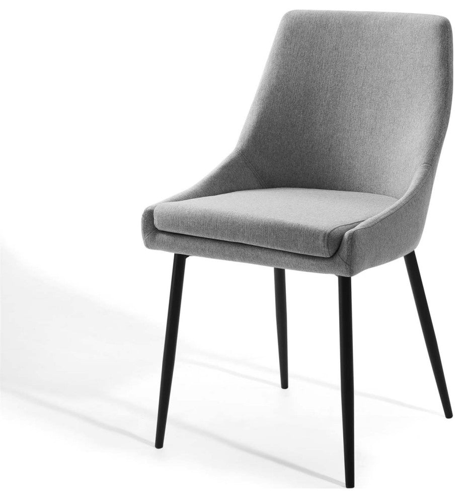 Side Dining Chair, Set of 2, Fabric, Metal, Black Gray, Modern, Cafe Bistro