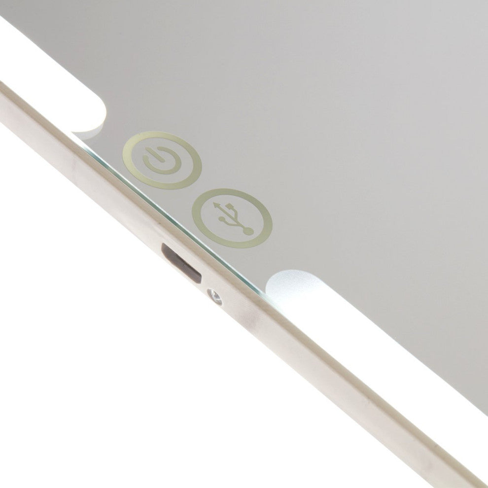 Touch Pad 2.0 Rechargeable LED Makeup Mirror with Flip Cover, White Marble