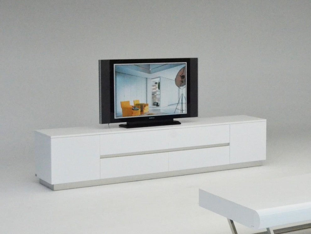 AandX Skyline Modern White Crocodile TV Entertainment Center