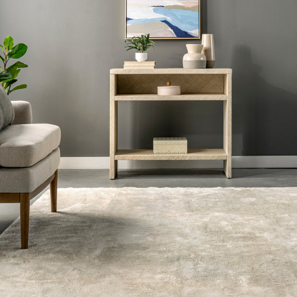 nuLOOM Loni Solid Machine Washable Shag Area Rug, Cream, 6'x9'