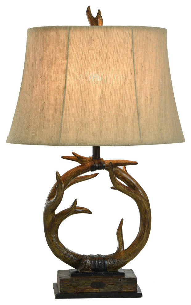 Antler Table Lamp with Custom Fabric Shade